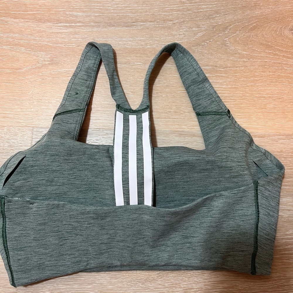 Adidas Women's Green heather Sports Bra - Picture 3 of 6